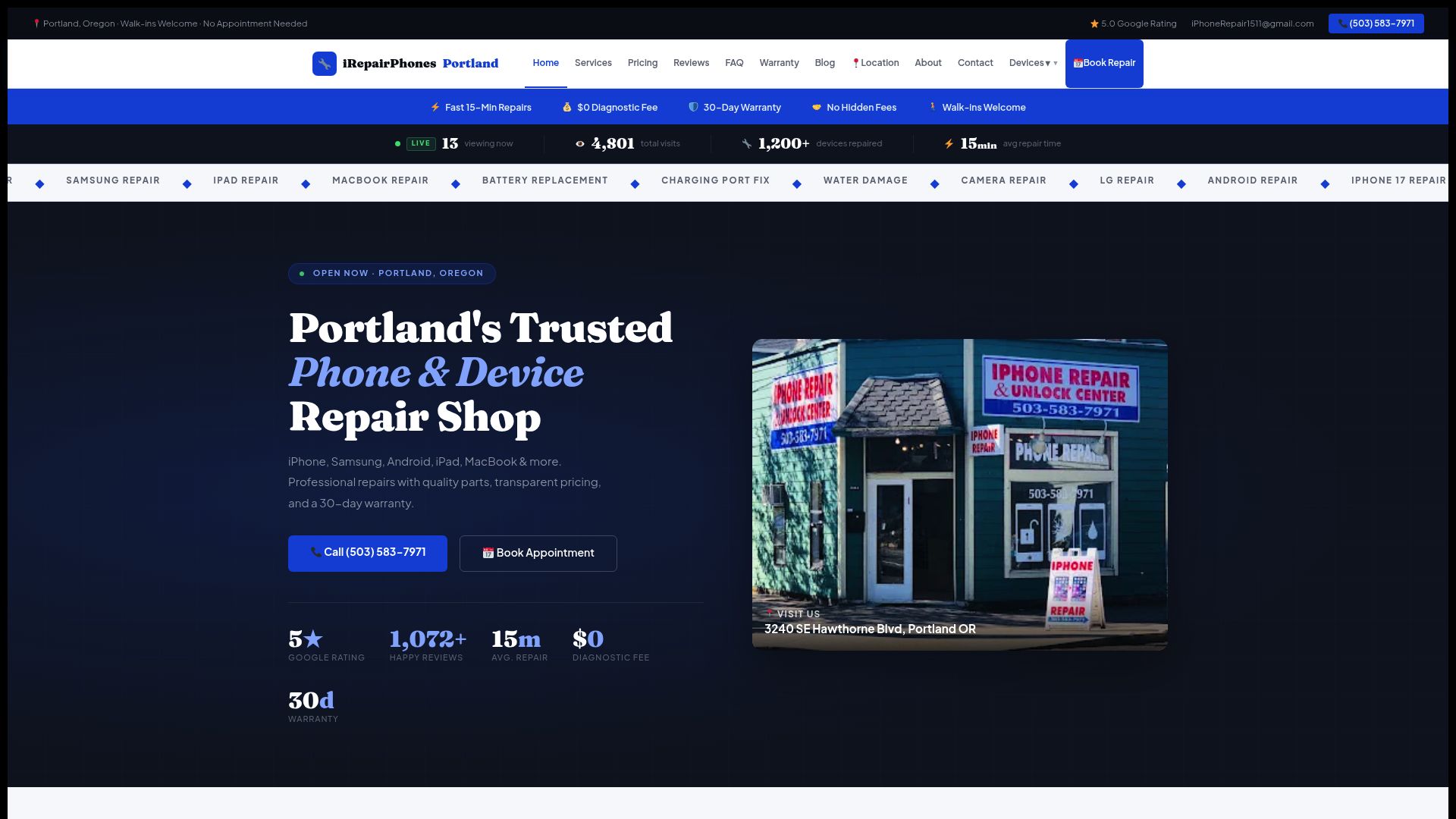 Vancouver Phone Repair Center website